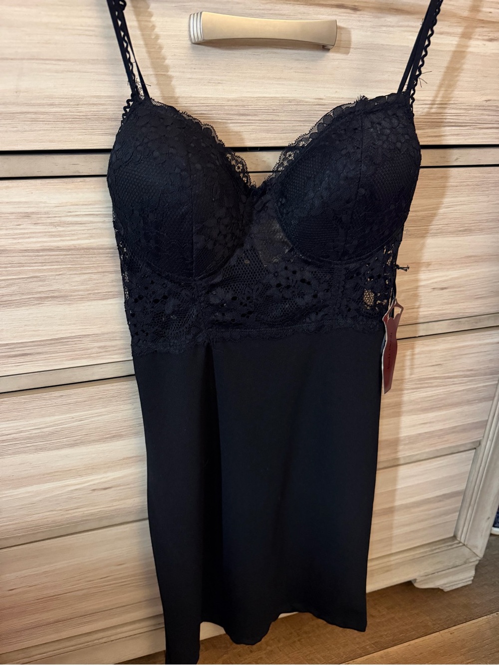 NEW Haute Monde Women’s Black Lace Bustier Slip Dress - Large